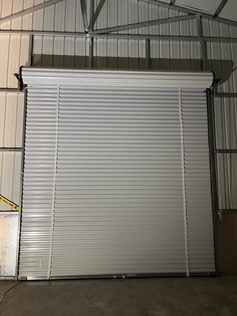 inside of a commercial roll up garage door